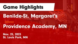 Benilde-St. Margaret's  vs Providence Academy, MN Game Highlights - Nov. 25, 2023
