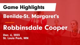 Benilde-St. Margaret's  vs Robbinsdale Cooper  Game Highlights - Dec. 6, 2023