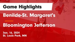 Benilde-St. Margaret's  vs Bloomington Jefferson  Game Highlights - Jan. 16, 2024