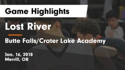 Lost River  vs Butte Falls/Crater Lake Academy Game Highlights - Jan. 16, 2018