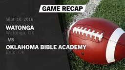 Recap: Watonga  vs. Oklahoma Bible Academy 2016