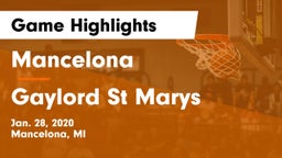 Mancelona  vs Gaylord St Marys Game Highlights - Jan. 28, 2020