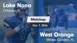 Matchup: Lake Nona High vs. West Orange  2016