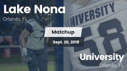 Matchup: Lake Nona High vs. University  2019