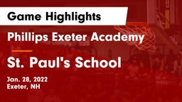 Phillips Exeter Academy  vs St. Paul's School Game Highlights - Jan. 28, 2022
