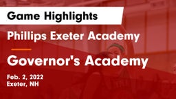 Phillips Exeter Academy  vs Governor's Academy  Game Highlights - Feb. 2, 2022