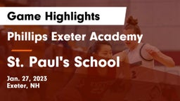 Phillips Exeter Academy  vs St. Paul's School Game Highlights - Jan. 27, 2023