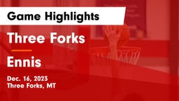 Three Forks  vs Ennis Game Highlights - Dec. 16, 2023