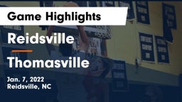 Reidsville  vs Thomasville  Game Highlights - Jan. 7, 2022