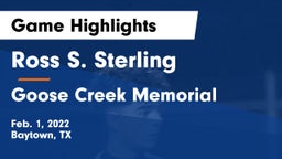 Ross S. Sterling  vs Goose Creek Memorial  Game Highlights - Feb. 1, 2022