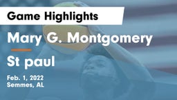 Mary G. Montgomery  vs St paul Game Highlights - Feb. 1, 2022