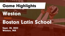 Weston  vs Boston Latin School Game Highlights - Sept. 28, 2022