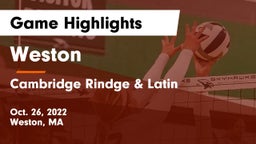 Weston  vs Cambridge Rindge & Latin  Game Highlights - Oct. 26, 2022