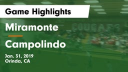 Miramonte  vs Campolindo  Game Highlights - Jan. 31, 2019