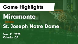 Miramonte  vs St. Joseph Notre Dame Game Highlights - Jan. 11, 2020
