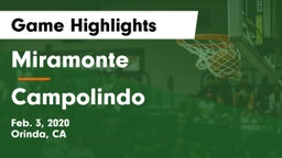 Miramonte  vs Campolindo  Game Highlights - Feb. 3, 2020