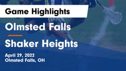 Olmsted Falls  vs Shaker Heights  Game Highlights - April 29, 2022