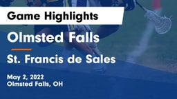 Olmsted Falls  vs St. Francis de Sales  Game Highlights - May 2, 2022