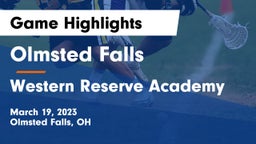 Olmsted Falls  vs Western Reserve Academy Game Highlights - March 19, 2023