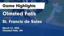 Olmsted Falls  vs St. Francis de Sales  Game Highlights - March 31, 2023