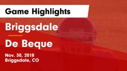 Briggsdale  vs De Beque  Game Highlights - Nov. 30, 2018