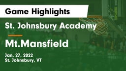 St. Johnsbury Academy  vs Mt.Mansfield Game Highlights - Jan. 27, 2022