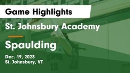St. Johnsbury Academy  vs Spaulding Game Highlights - Dec. 19, 2023