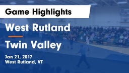 West Rutland  vs Twin Valley Game Highlights - Jan 21, 2017