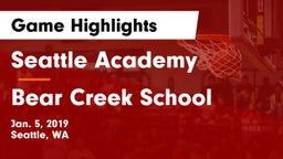 Seattle Academy vs Bear Creek School Game Highlights - Jan. 5, 2019
