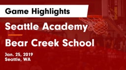 Seattle Academy vs Bear Creek School Game Highlights - Jan. 25, 2019