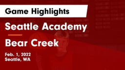 Seattle Academy vs Bear Creek Game Highlights - Feb. 1, 2022