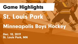 St. Louis Park  vs Minneapolis Boys Hockey Game Highlights - Dec. 10, 2019
