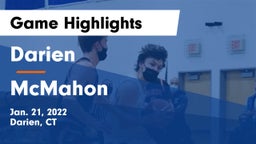 Darien  vs McMahon  Game Highlights - Jan. 21, 2022
