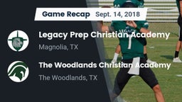 Recap: Legacy Prep Christian Academy vs. The Woodlands Christian Academy  2018