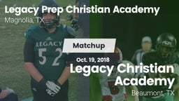 Matchup: Legacy Prep vs. Legacy Christian Academy  2018