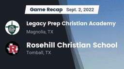 Recap: Legacy Prep Christian Academy vs. Rosehill Christian School 2022