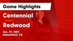 Centennial  vs Redwood  Game Highlights - Jan. 29, 2022