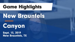 New Braunfels  vs Canyon  Game Highlights - Sept. 13, 2019