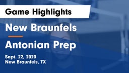 New Braunfels  vs Antonian Prep  Game Highlights - Sept. 22, 2020