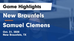 New Braunfels  vs Samuel Clemens  Game Highlights - Oct. 31, 2020