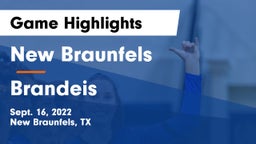 New Braunfels  vs Brandeis  Game Highlights - Sept. 16, 2022