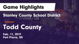 Stanley County School District vs Todd County  Game Highlights - Feb. 11, 2019