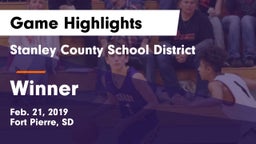 Stanley County School District vs Winner  Game Highlights - Feb. 21, 2019