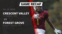 Recap: Crescent Valley  vs. Forest Grove  2016