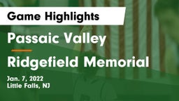 Passaic Valley  vs Ridgefield Memorial  Game Highlights - Jan. 7, 2022