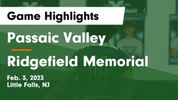Passaic Valley  vs Ridgefield Memorial  Game Highlights - Feb. 3, 2023