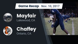 Recap: Mayfair  vs. Chaffey  2017