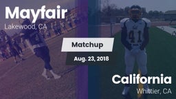 Matchup: Mayfair  vs. California  2018