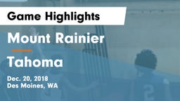 Mount Rainier  vs Tahoma  Game Highlights - Dec. 20, 2018