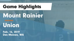 Mount Rainier  vs Union  Game Highlights - Feb. 16, 2019